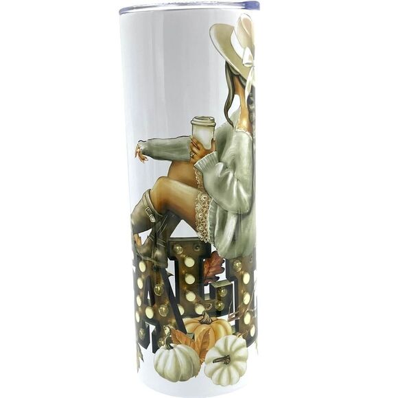 Fall Pumpkin Girly Tumbler 20 oz Hot And Cold Skinny - Picture 5 of 8